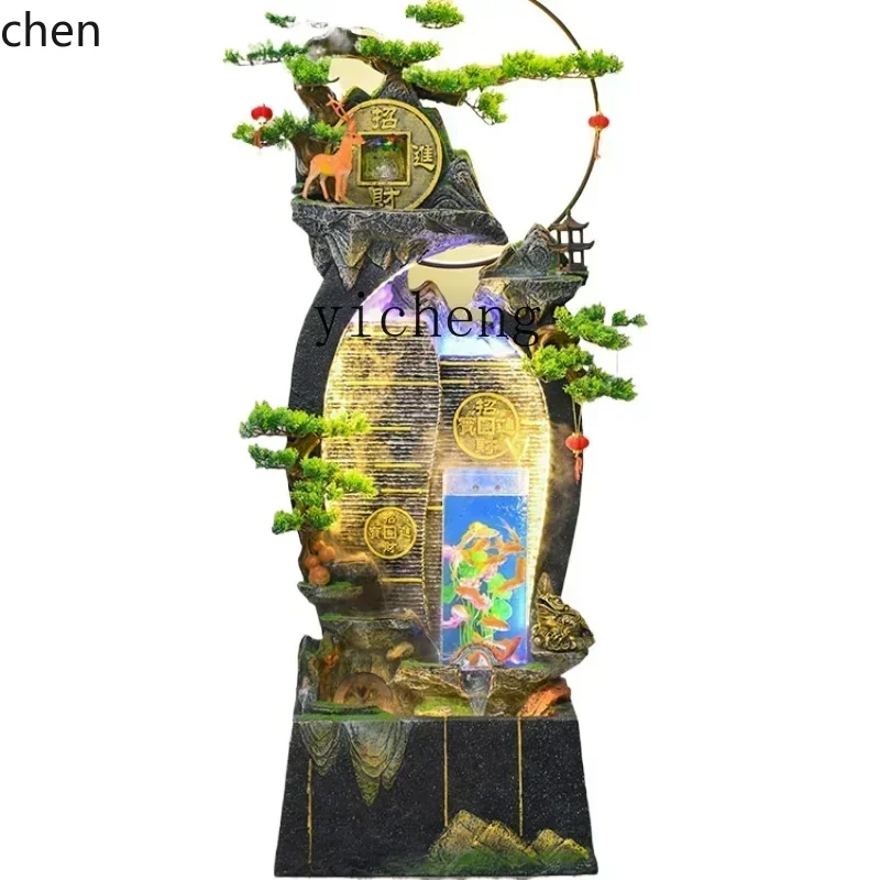 h27- Rockery Fountain Water Screen Living Room Entrance Floor Fish Tank Decoration Fengshui Wheel Make a Fortune