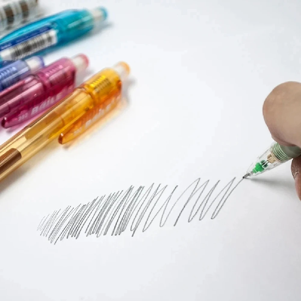 5 Stück zufällige Farben, 3 Stifte, Druckbleistift-Set 0,5/0,7 mm, radierbar, für Kinderzeichnungen, farbige Minen, Schulbedarf, Kunstzubehör – Detail 2