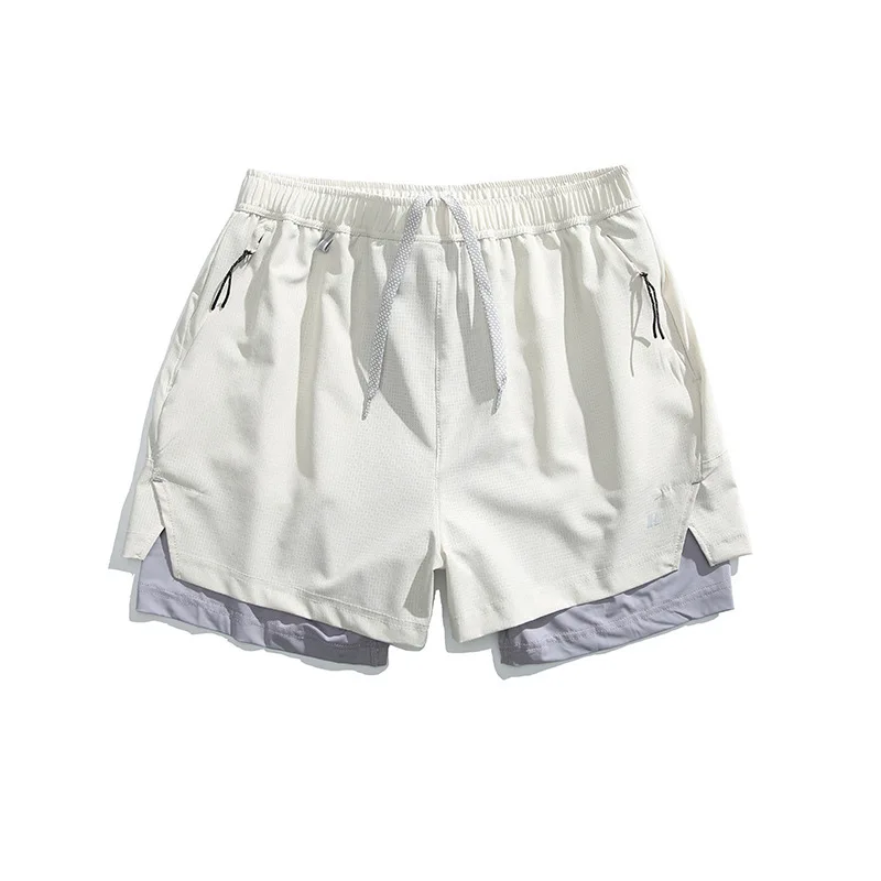 HKSH Summer New Men Fake Two-Pieces Contrast Color Breathable Quick-Dry Sports Outdoor Trendy Pockets Chic Casual Shorts HK15670