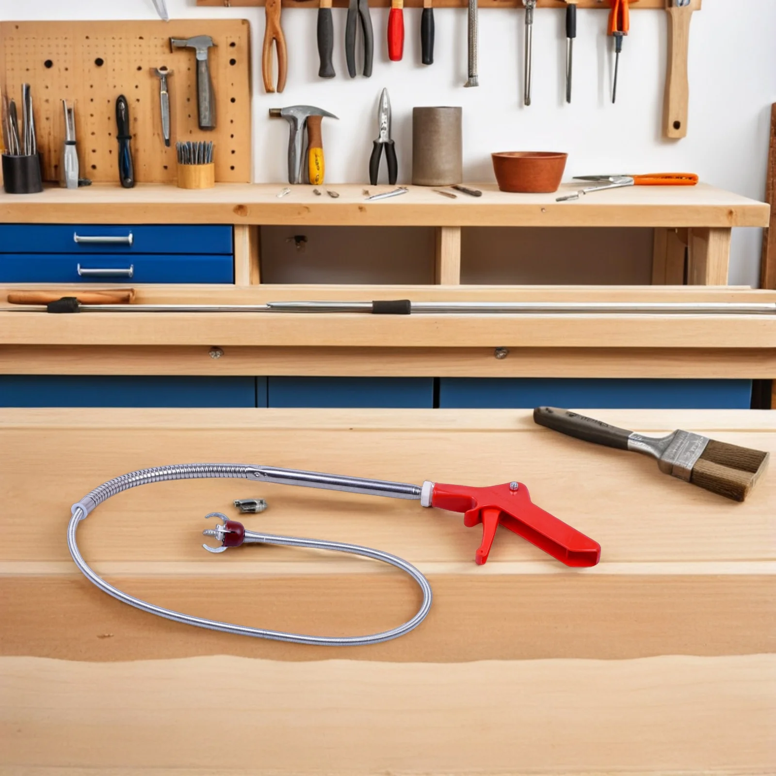 

Flexible Extra Long Reach Grabber 51 Inch Toilet Tools Press Handle Grip Clog Remover Toilet Snake Drain Cleaner Sticks