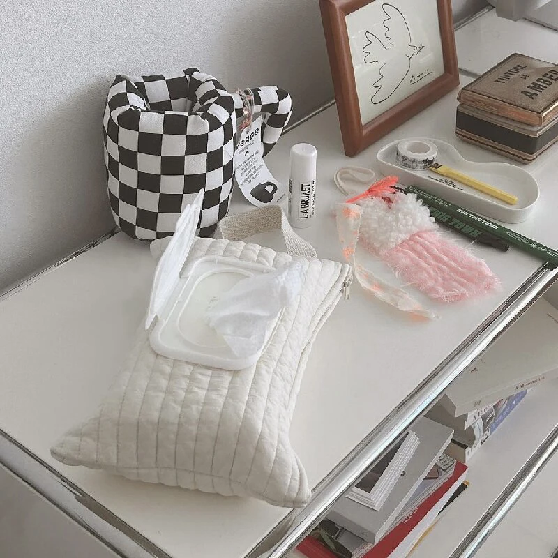 Cartoon Flip Cover Tissue Box Wet Wipes Case Car Hanging Bag Paper Holder Baby Cart Hanging Bag Napkin Storage Handbag