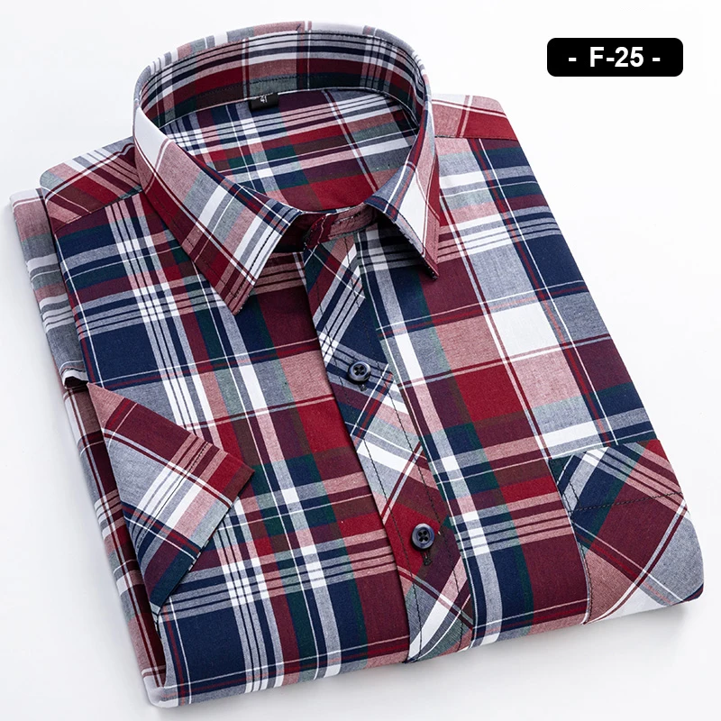 Plaid Short Sleeve Shirts For Man Cotton Checked Colorful New Fashion Summer Young Boy Beach Clothing Confortable Casual Shirts