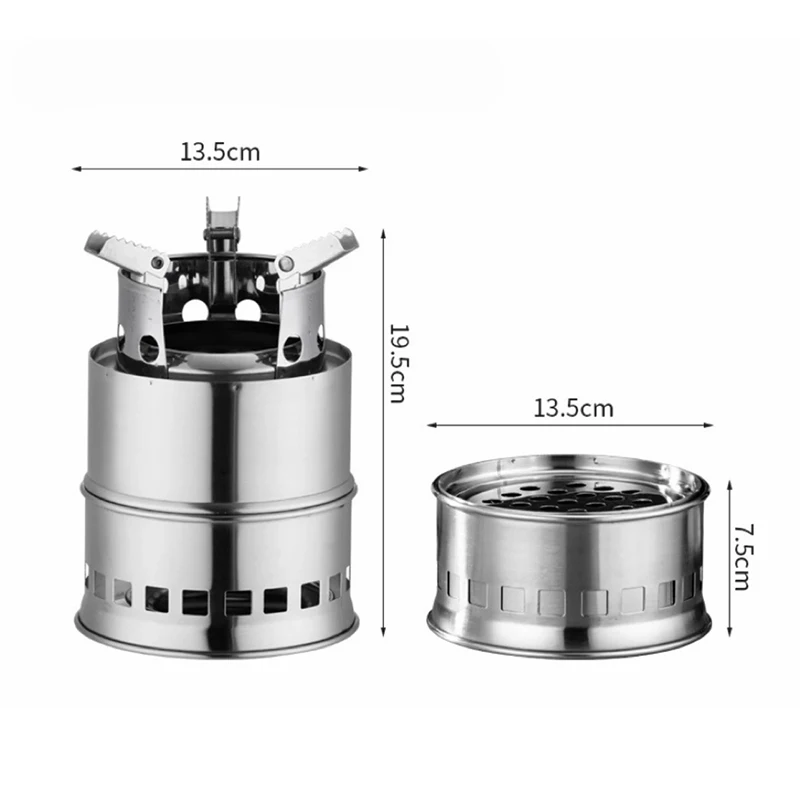 Przenośna zewnętrzna wiatroszczelna kuchenka kempingowa Mini opalana drewnem lekka kuchenka ze stali nierdzewnej kuchenka piknikowa podróżna