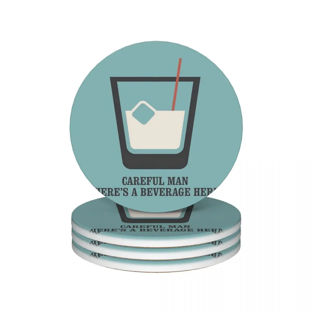 Большой Лебовски - Белая русская - Осторонняя людина, здесь для напитков! Керамические подставки для кухонного бара (4 шт. в упаковке)