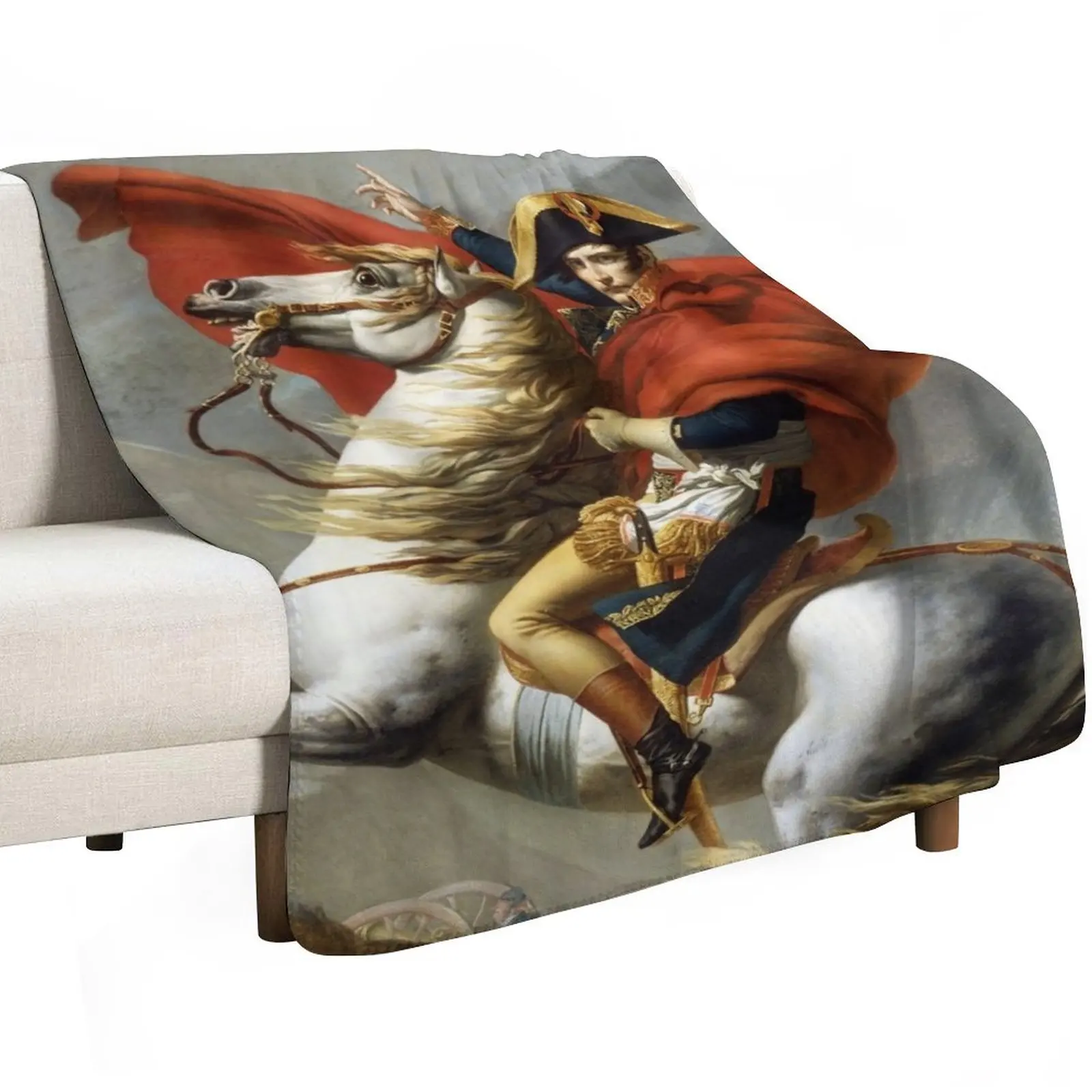 Napoleon Crossing the Alps Painting Restored Throw Blanket heavy to sleep Travel Decorative Sofa halloween Blankets