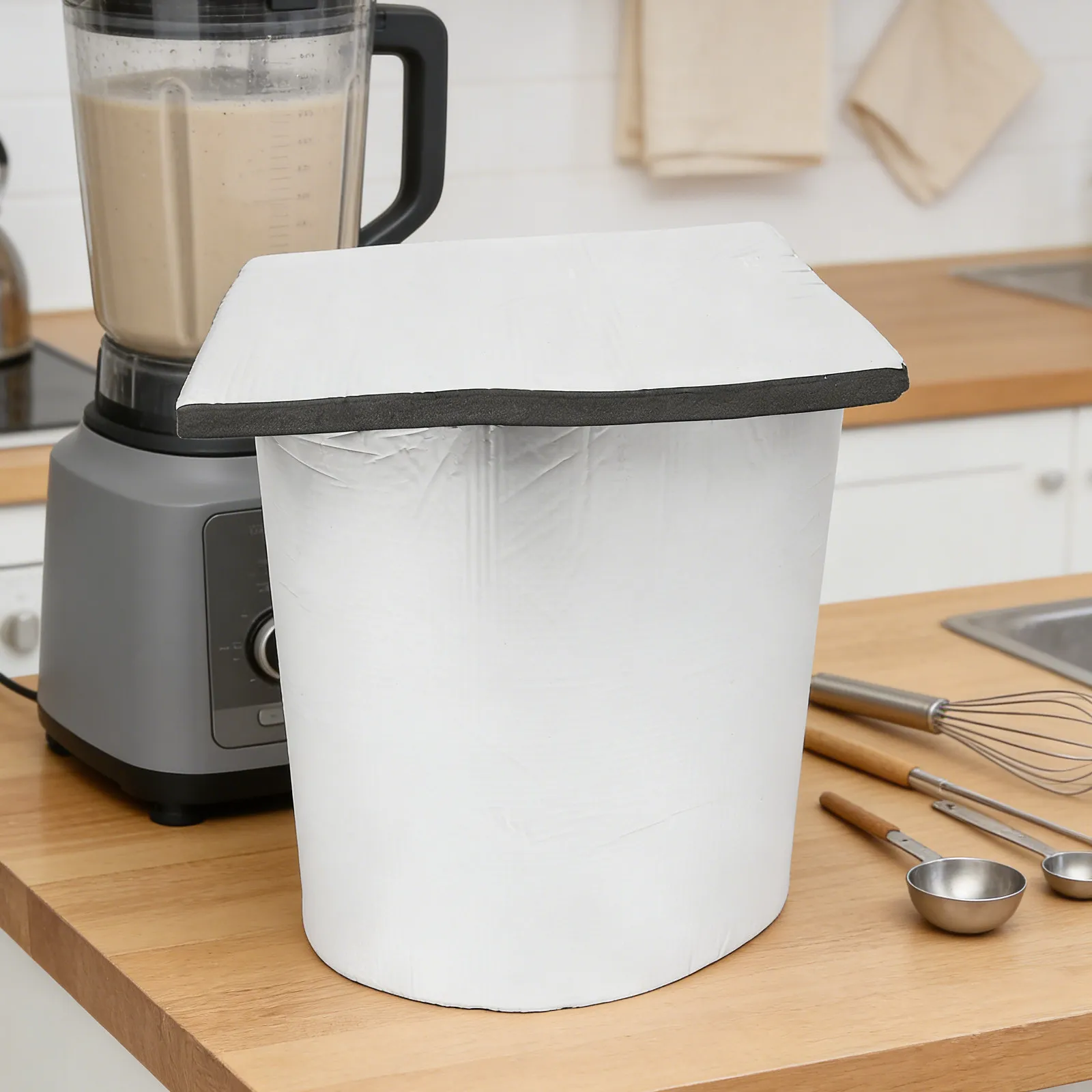 

Звукопоглощающий пенопластовый чехол для бесшумного блендера, снижающий шум при высокоскоростном смешивании, совместим с аппаратами для приготовления миндального и соевого молока.