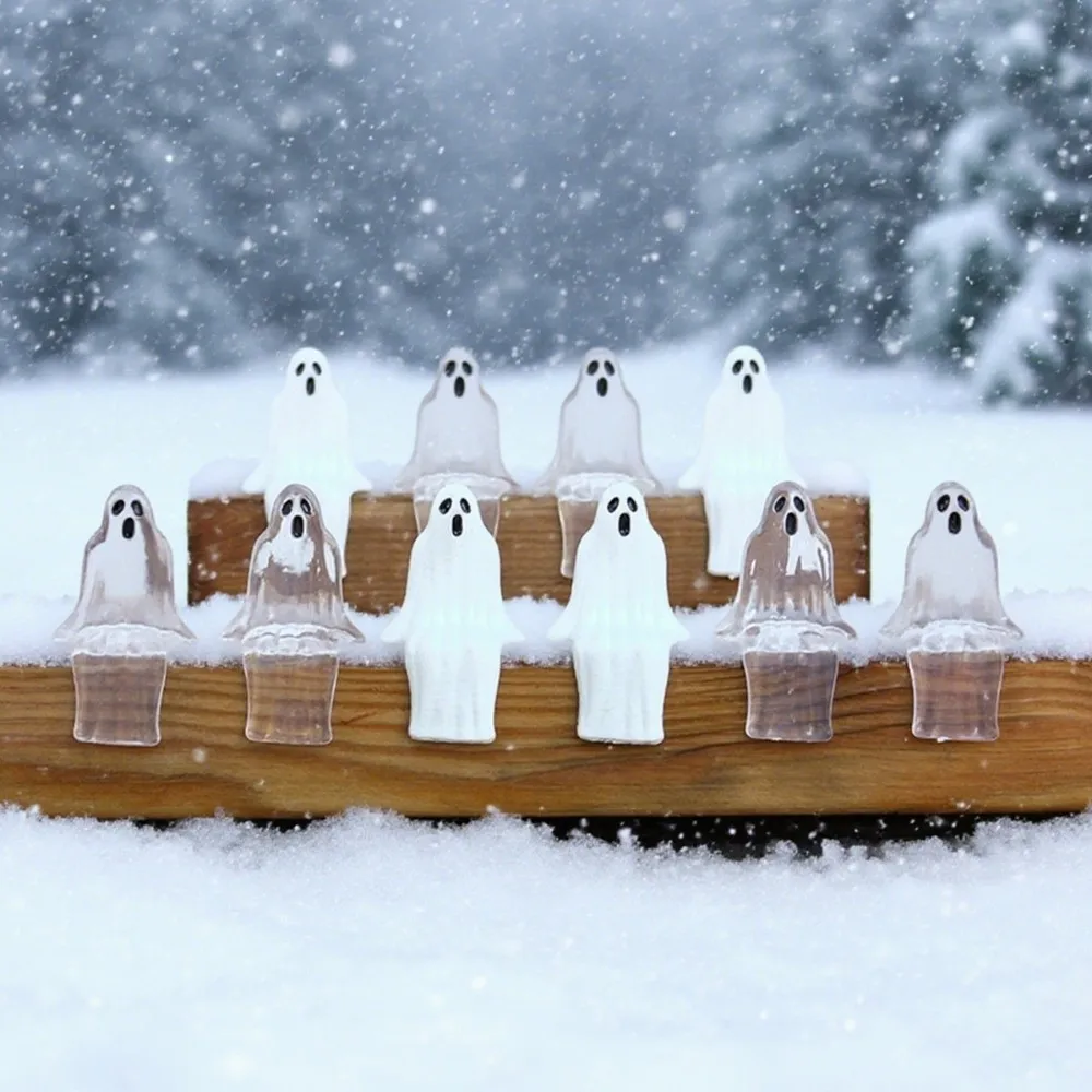 

20pcs Sitting Pose Halloween Ghost Decoration Cute Mini Joy Garden Ghost Ornament Transparent Creative Ghost Statue Decorations