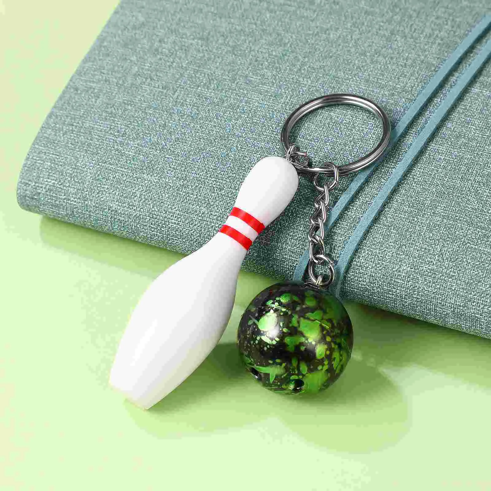 10 Pcs Bowling Keychain Eye-catching Keychains Gifts Pendant Creative Ring Ball and Pin Charm Plastic Holder