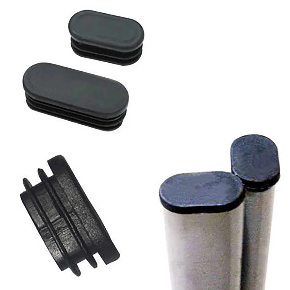 4/10pcs Oval Black Plastic Pipe Plug Insertion Type Tube Sleeve Anti-slip Silent Heightening Furniture Leveling Floor Protection