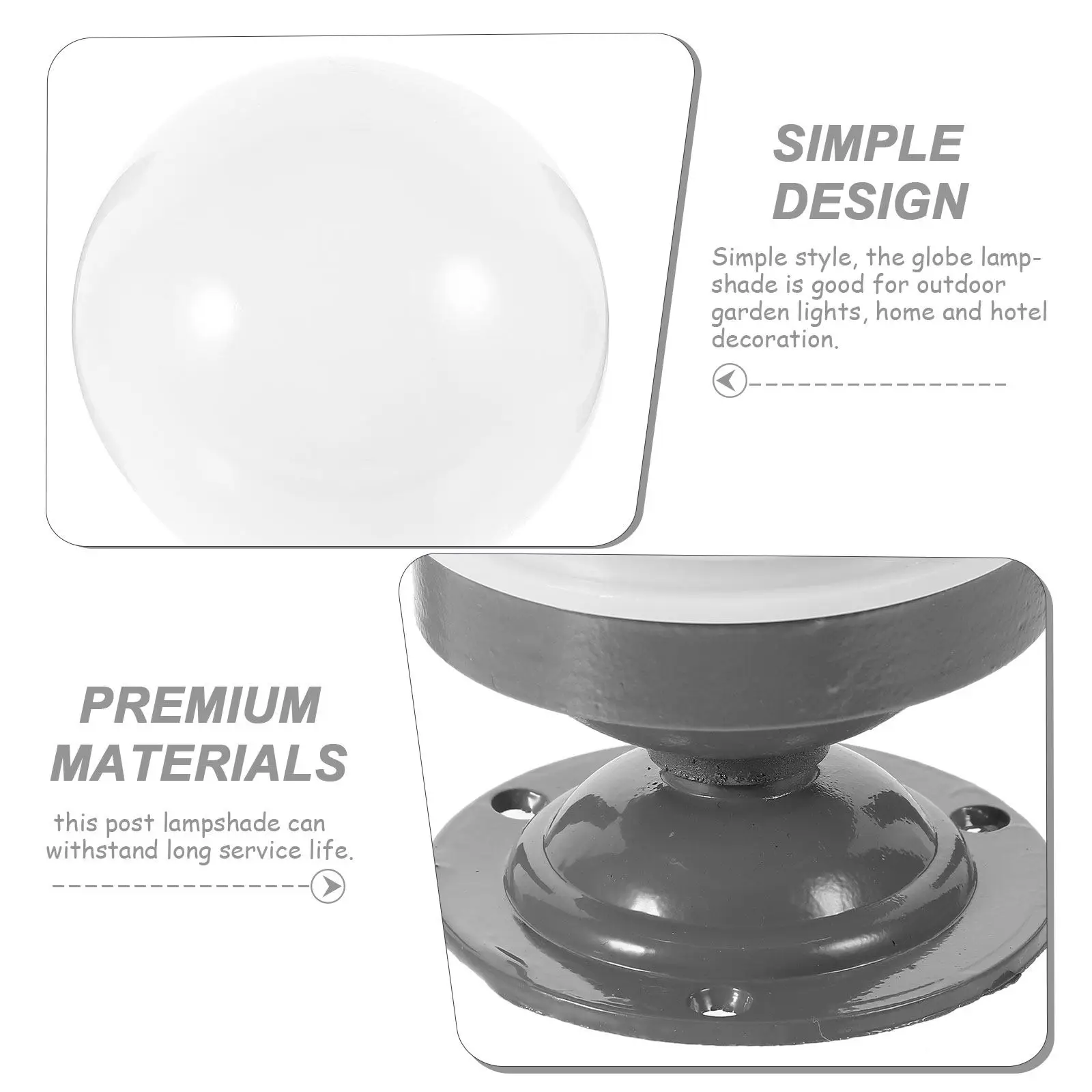 Globe Lampshade Replacement Ball Style Acrylic Lamp Shade for Outdoor Post Wall Street Lamp Cover Garden Home Hotel Decor
