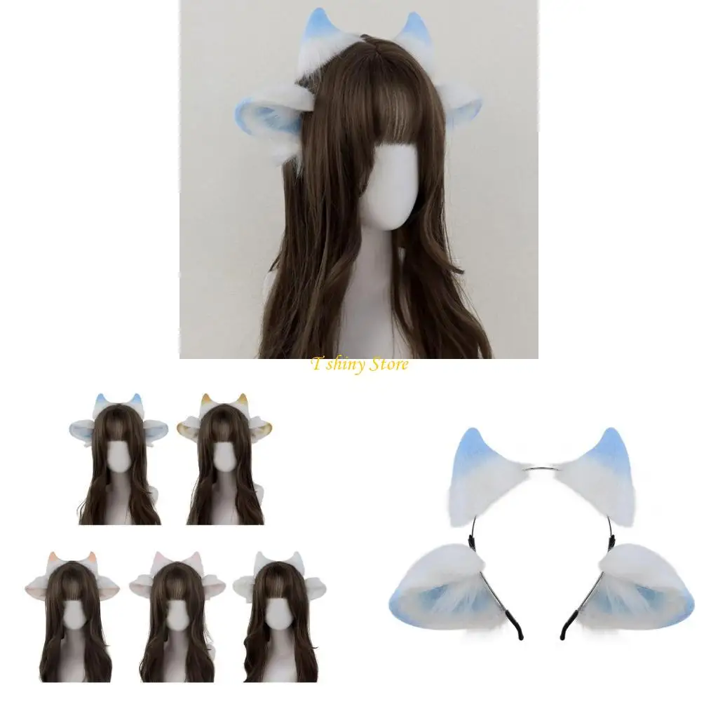

N58F Elastic Ears Headband Festival Costume Headband Masquerades Hairpiece