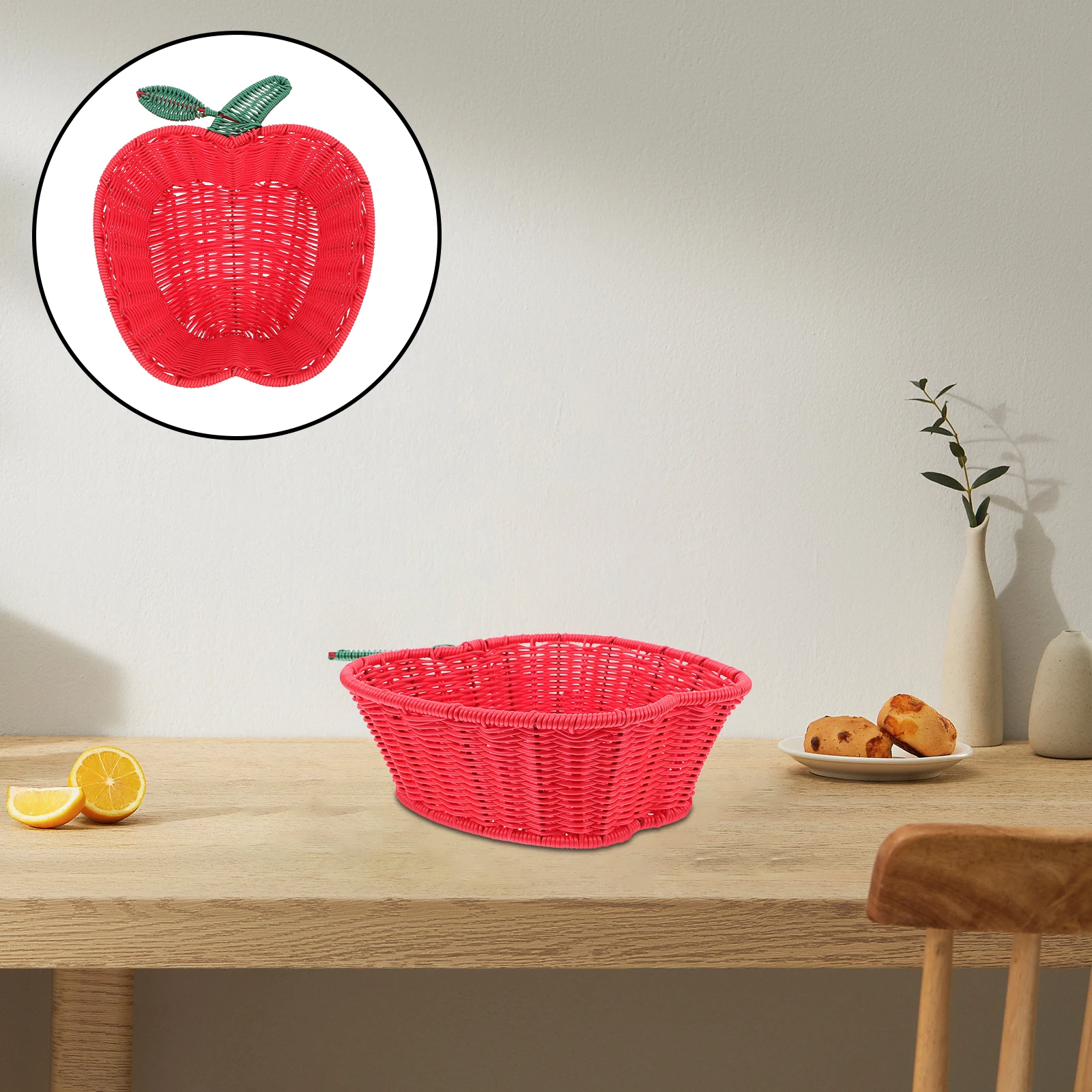 

Shaped Rattan Fruit Bowl Woven Storage Basket Compact Home ganization Snacks Candy Serving Bread Food Holder Party