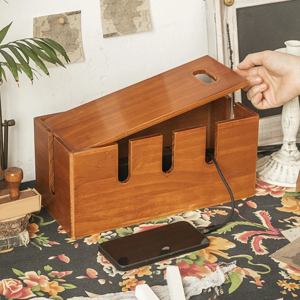 Kabelmanagement-Box aus Holz, großer Kabel-Organizer, Aufbewahrung für Schreibtisch, Heimbüro, Verwendung von Steckdosenleisten, Kabelversteckungsbox