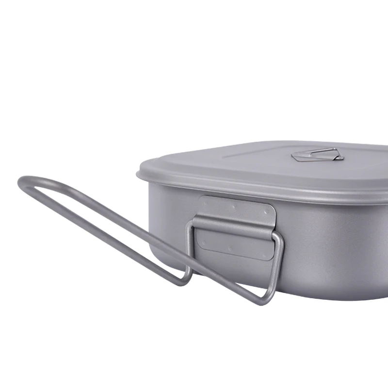 رحلة لا حدود لها 1000 مللي التيتانيوم العسكرية فوضى القصدير مع مقبض قابل للطي التخييم في الهواء الطلق Bushcraft تجهيزات المطابخ علب الاغذية وعاء عموم #5