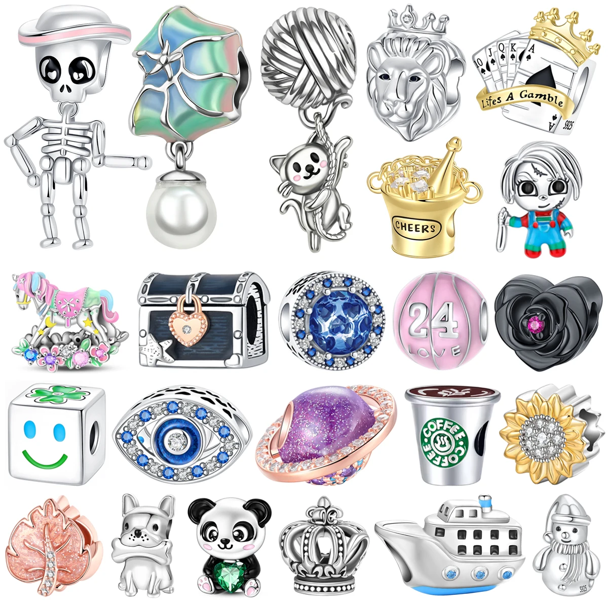 

Забавные бусины из стерлингового серебра 925 пробы, персонализированные причудливые узоры, подвески, драгоценный камень, металлический кулон, ручная работа для DIY, детали браслета и ожерелья