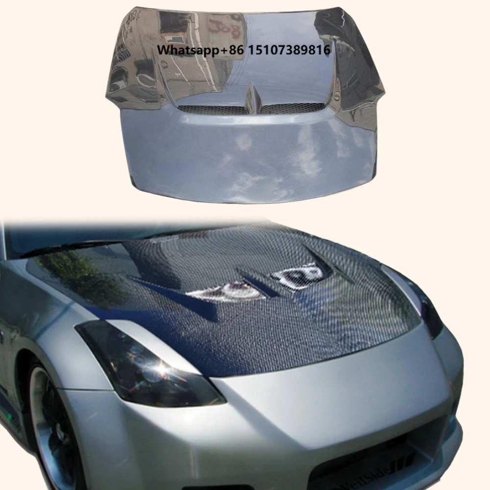 For Z33 350Z (07-08 Only) KZ Style Carbon Fiber Front Vented Hood Bonnet