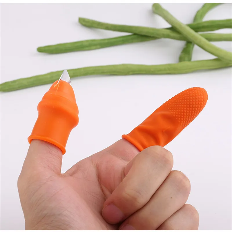 NEW Fashion Silicone Thumb Knife Finger Protector Vegetable Harvesting Knife Plant Blade Scissors Cutting Rings Garden Gloves