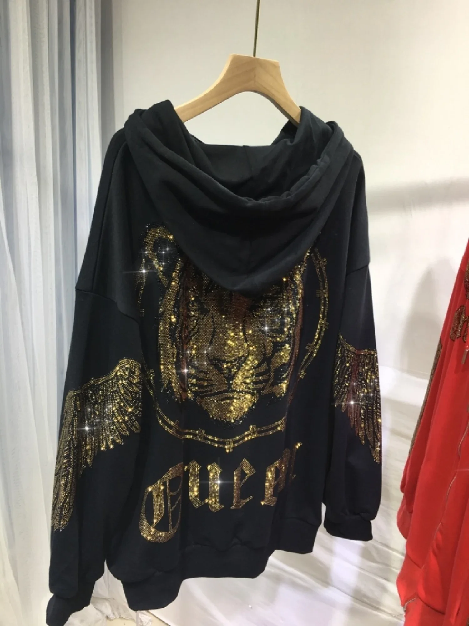 

Роскошная женская толстовка на молнии больших размеров, модная куртка Essential на весну и осень, украшенная стразами, куртка в стиле Y2K