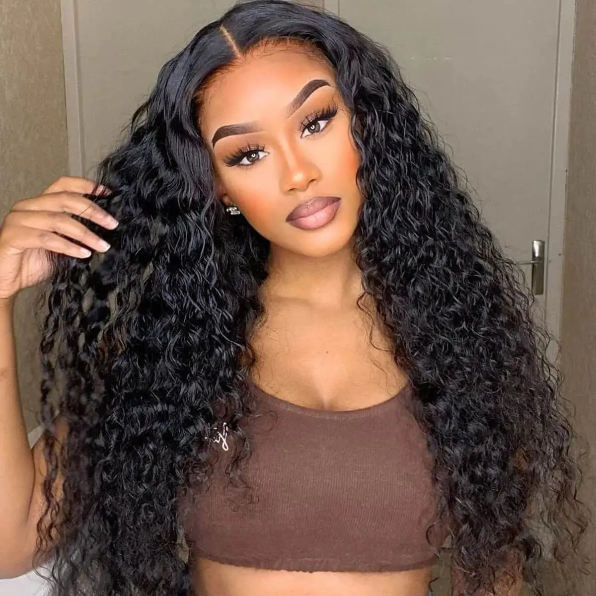 Syntheic Wig 24 Inch long Bohemian Curl Deep Curly Wavy Wig Middle Part Wigs for Black women Heat Resistant Synthetic Wig