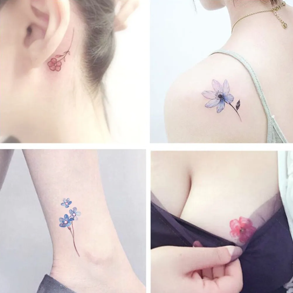 

60 SheetsFlowerStickersDecals Body Art Waterproof Sticker Safe Durable Temporary Tattoo FlowersSexy Ankle Collarbone Sticker