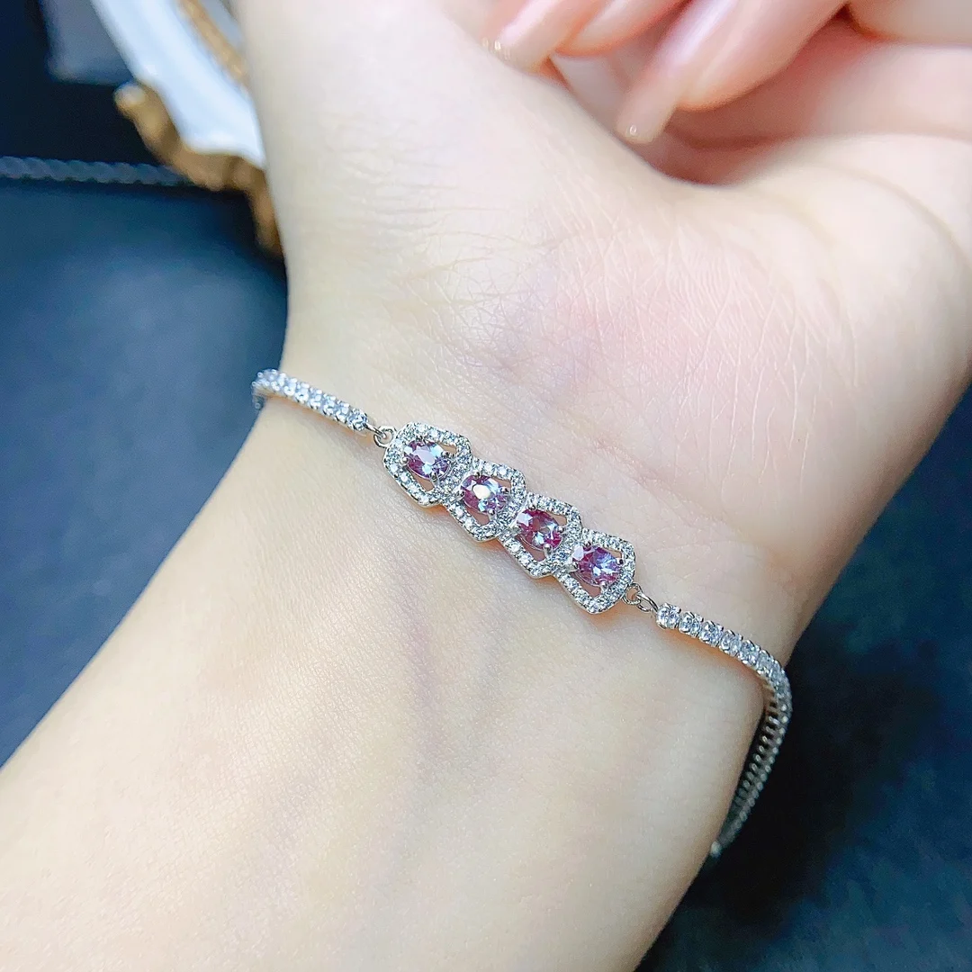 Alexandrite Halo Bracelet For Women Alexandrite Wedding Bracelet Anniversary Gift Sterling Silver Tennis Bracelet For Women