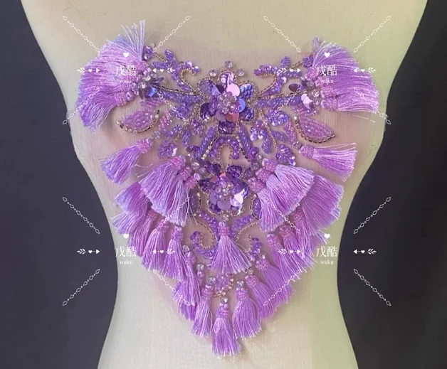 Guofeng tassel applique handmade beaded Chinese dress wedding dress dance dress performance dress children's clothing diy access