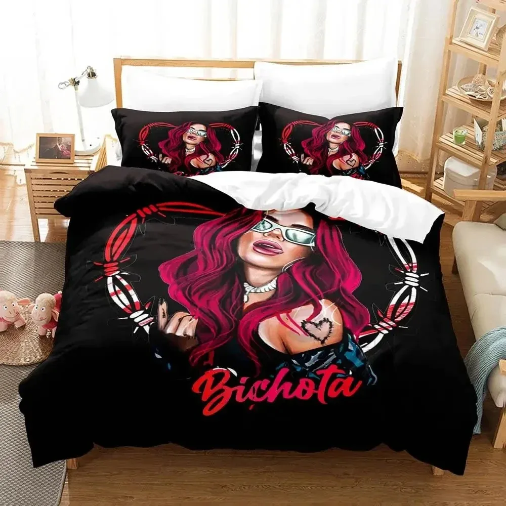 3D Print Singer Karol G Bedding Set Duvet Cover Bed Set Quilt Cover Pillowcase Comforter king Queen Size Boys Adult Bedding Set