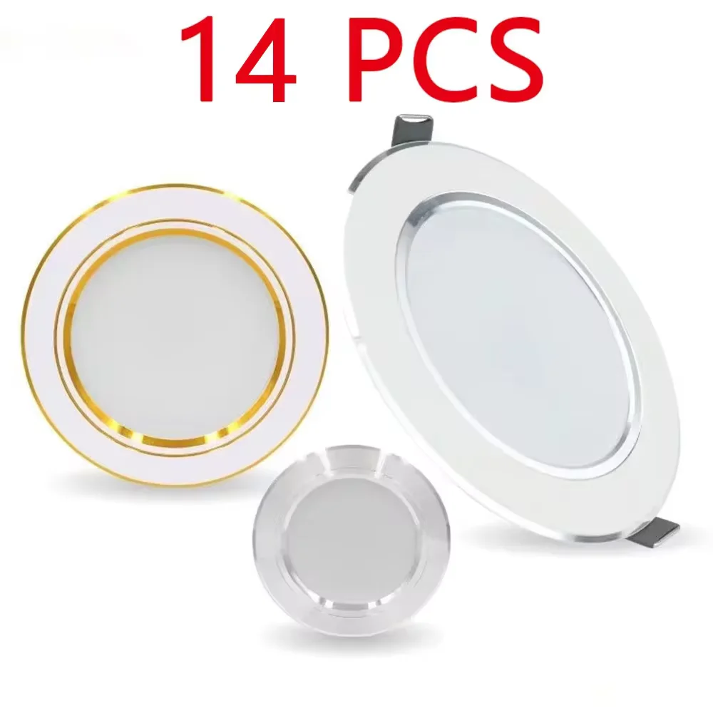 

14Pcs High Brightness Round Recessed Ceiling Led Spot 220V 5W 9W 12W15W 18W Commercial Indoor Bedroom Recessed Ceiling Downlight