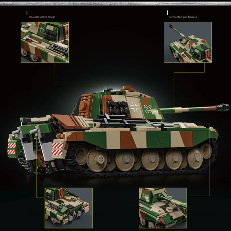 第二次世界大戦タイガーキング重戦車タイガー II モデル組立ブロック自走砲戦闘車両軍事少年おもちゃ 2025