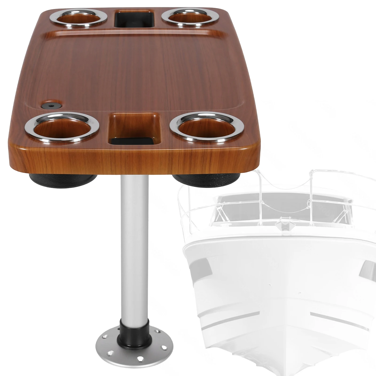 

Морской обеденный стол из тика с лаковым покрытием, съемная столешница 34x18 дюймов, универсальный столик-органайзер для лодки/барная стойка, пластиковые аксессуары для судов