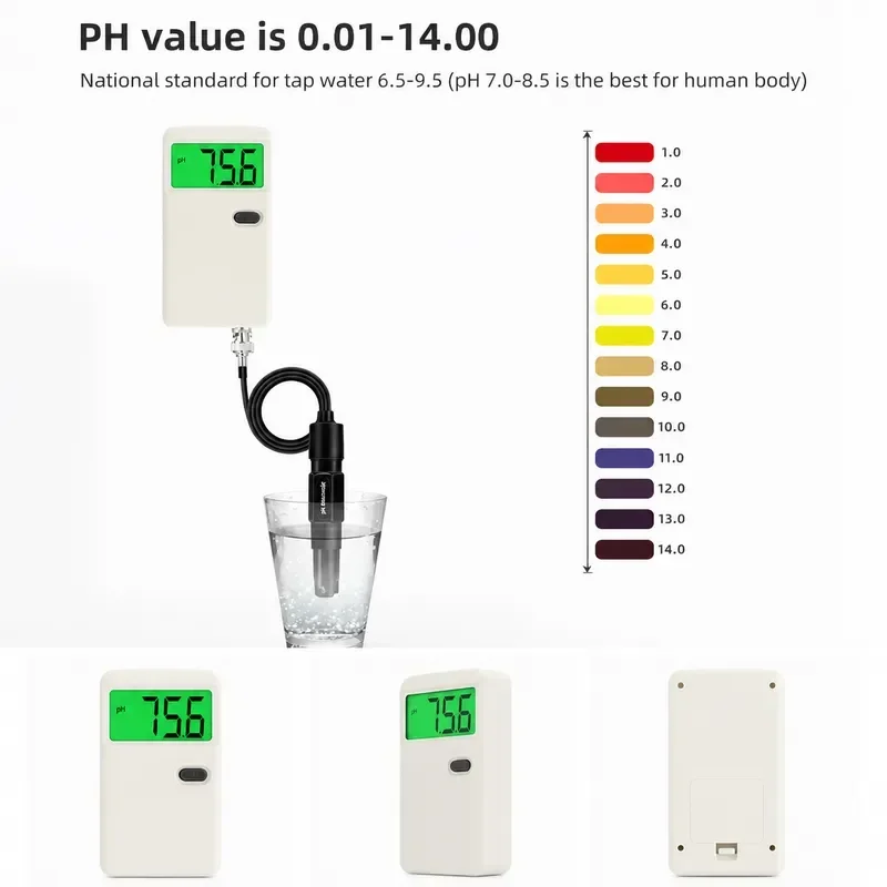 PH-3012 Digital PH Meter High Precision Water Quality Tester Backlight Acidity Tester for Laboratory Drinking Water Hydroponics