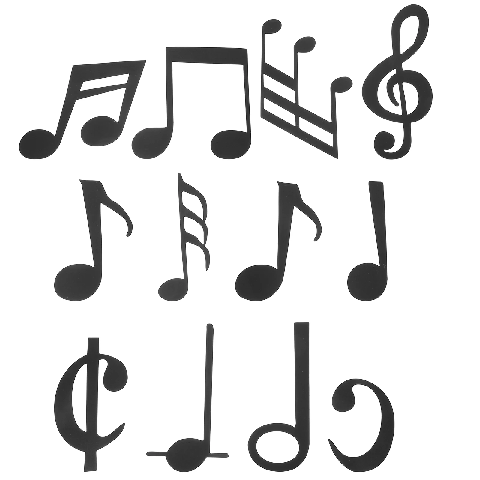 

12pcs Music Notes Wall Stickers Black Background Decor Staff Coffee Shop Restaurant Decals Indoor Note Stickers