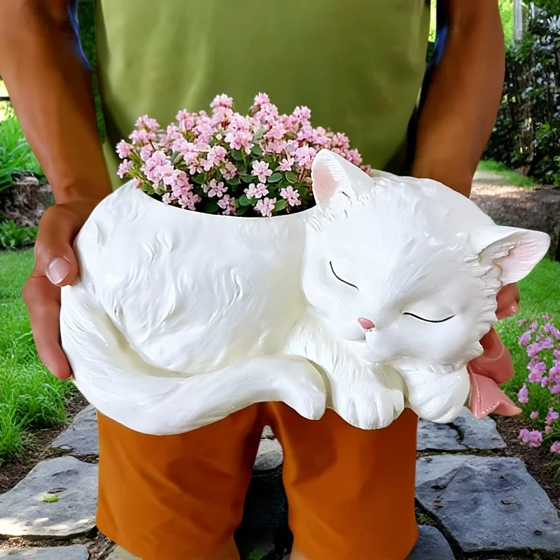 

Large size silicone mold cute cat flowerpot juicy DIY production resin concrete vase home decoration tool