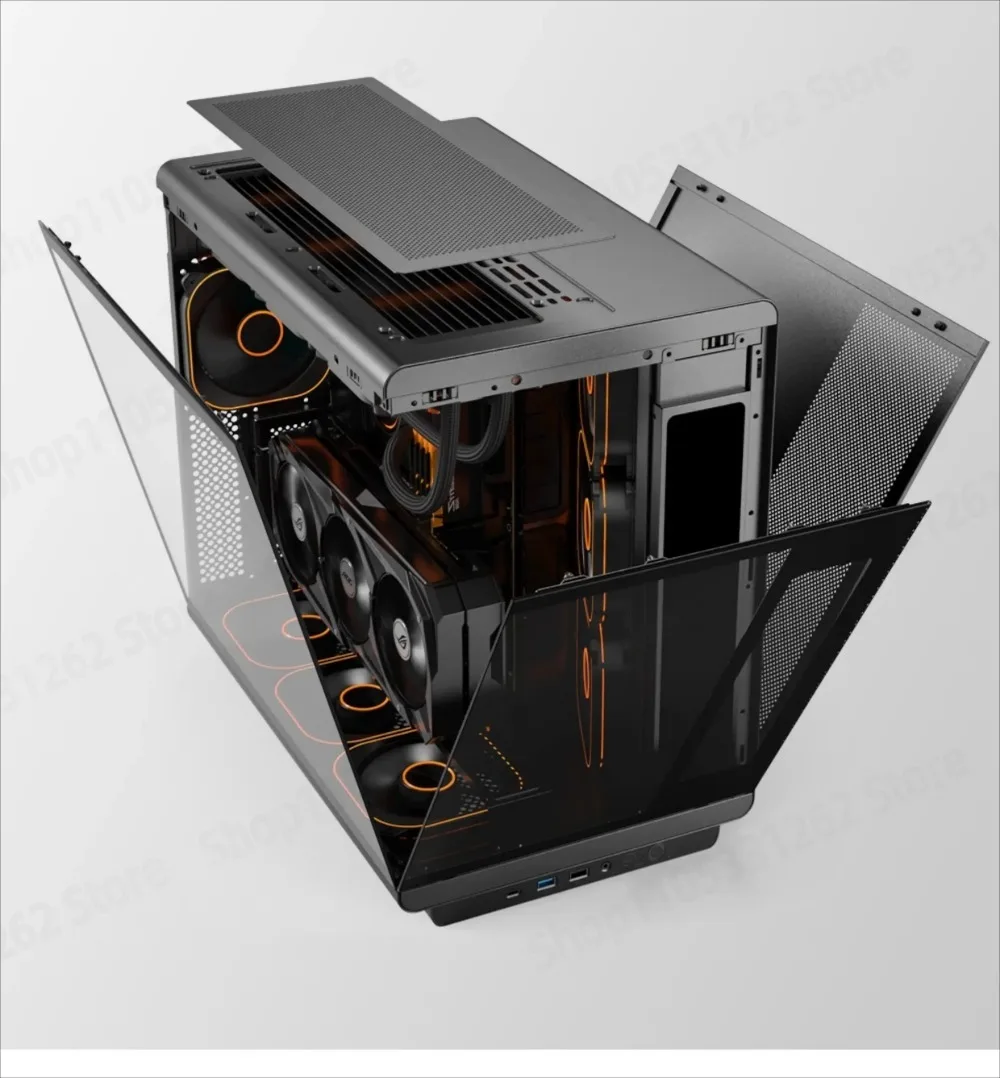 CH1+ White ATX PC Case Side Glass Display 360mm Water Cooling Panoramic
