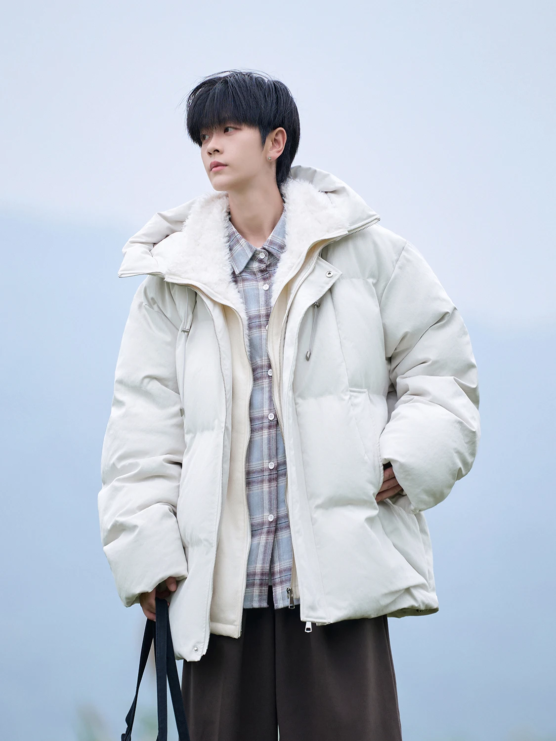 

Men's Winter Thiened Warmth Bread Coat Loose Fit Du down Jaet Youth Trendy Brand GPOUHO Pure Polyester Long Sve Zipp...