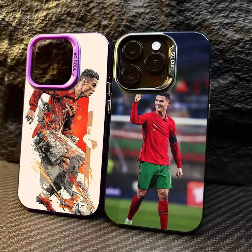 

Football C R-Ronaldo CR7 Phone Case For iPhone 17,16,15,14,13,12,11,Pro Max,Plus Candy Silver Cover