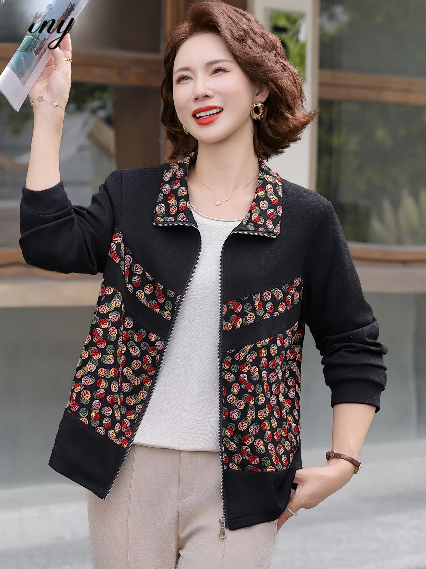 

Стильная осенняя верхняя одежда: повседневная куртка для женщин, модная ветровка для мам 50+, свободный крой, короткий рукав, весна-осень