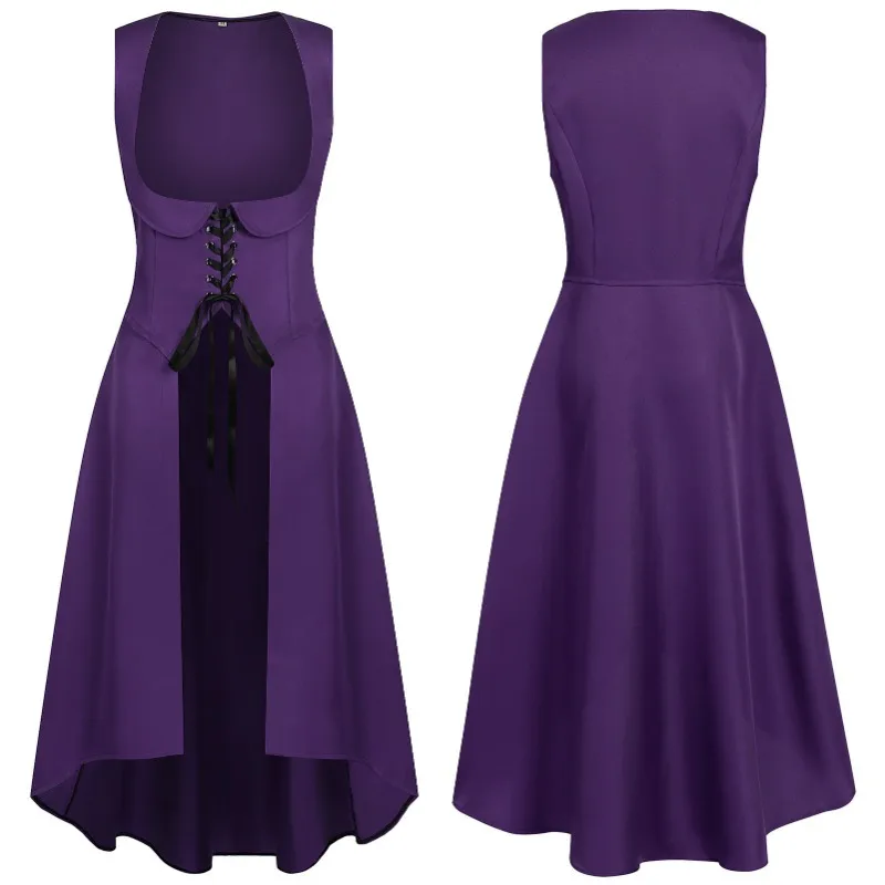 الربيع والخريف المرأة القرون الوسطى الرجعية الملابس النسائية فساتين منتصف طول تأثيري ازياء أزياء مسرحية