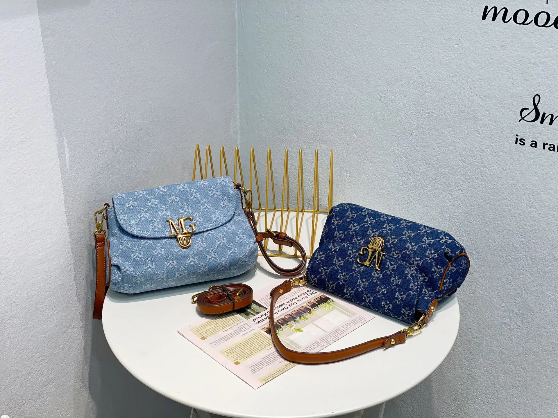 Luxury Denim Handbags Female Blue Jeans Tote Bag New Fashion Versatile Messenger Bag EW6389