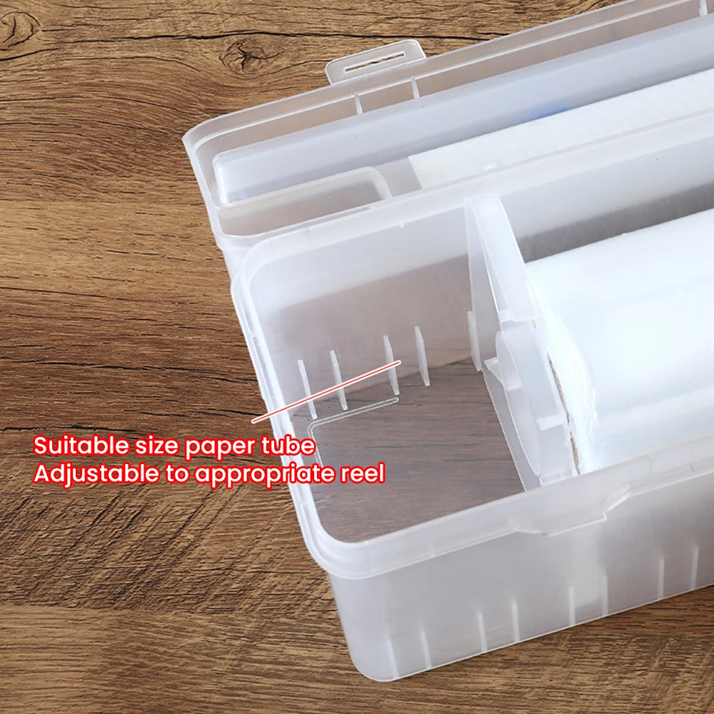 Durable Cling Film Wrap Dispenser Plastic Cling Film Refillable Box with Slide Cutter Cling Film Cutter Box Kitchen Storage Tool