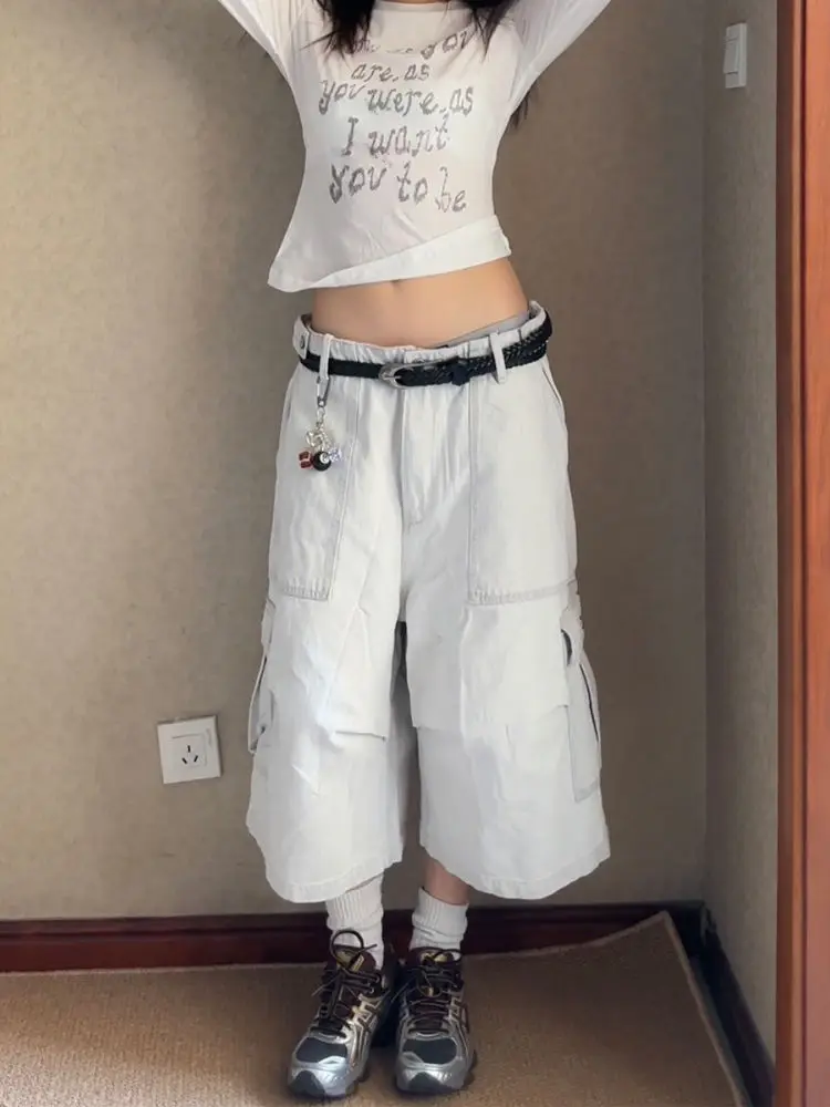 الأمريكية Sle متعددة كيت ملابس العمل سبعة أقدام الدنيم Orts النساء منتصف طول تصميم جديد سراويل فضفاضة غير رسمية الصيف العصرية