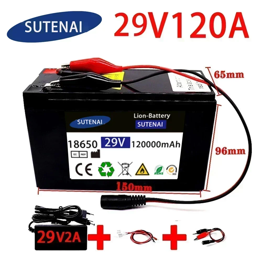 29v 120A Li Ion 18650 batería de litio para vehículo eléctrico 24V- 29V 35Ah 120Ah BMS incorporado 30A de alta corriente