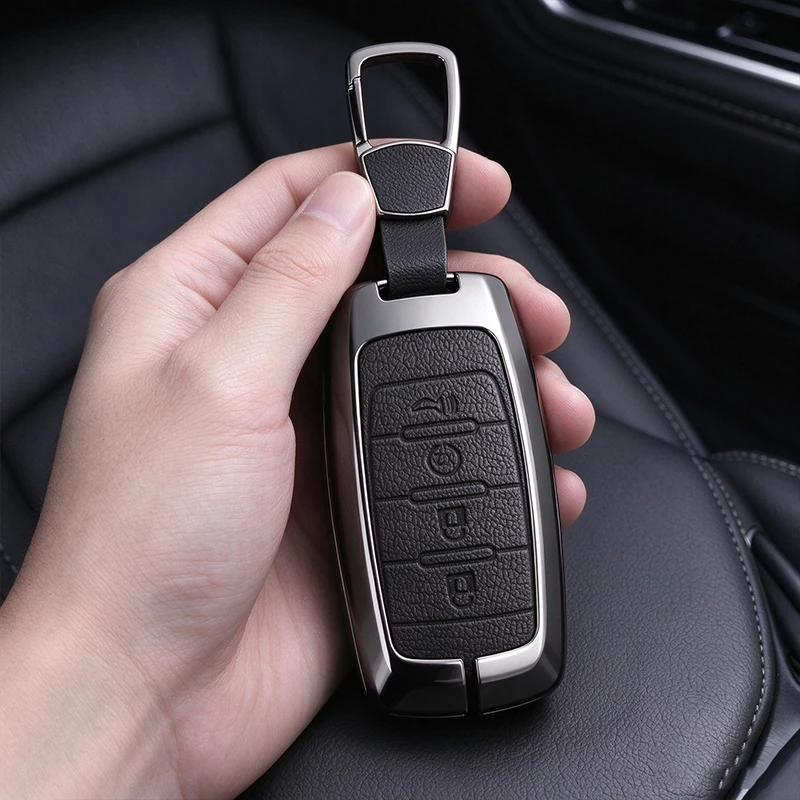 Skórzane etui ochronne na kluczyk samochodowy z odlewanym stopem cynkowym, kompatybilne z modelami Dodge Ram 1500, Rebel 5500, 2500, 3500 (roczniki 2019, 2020).