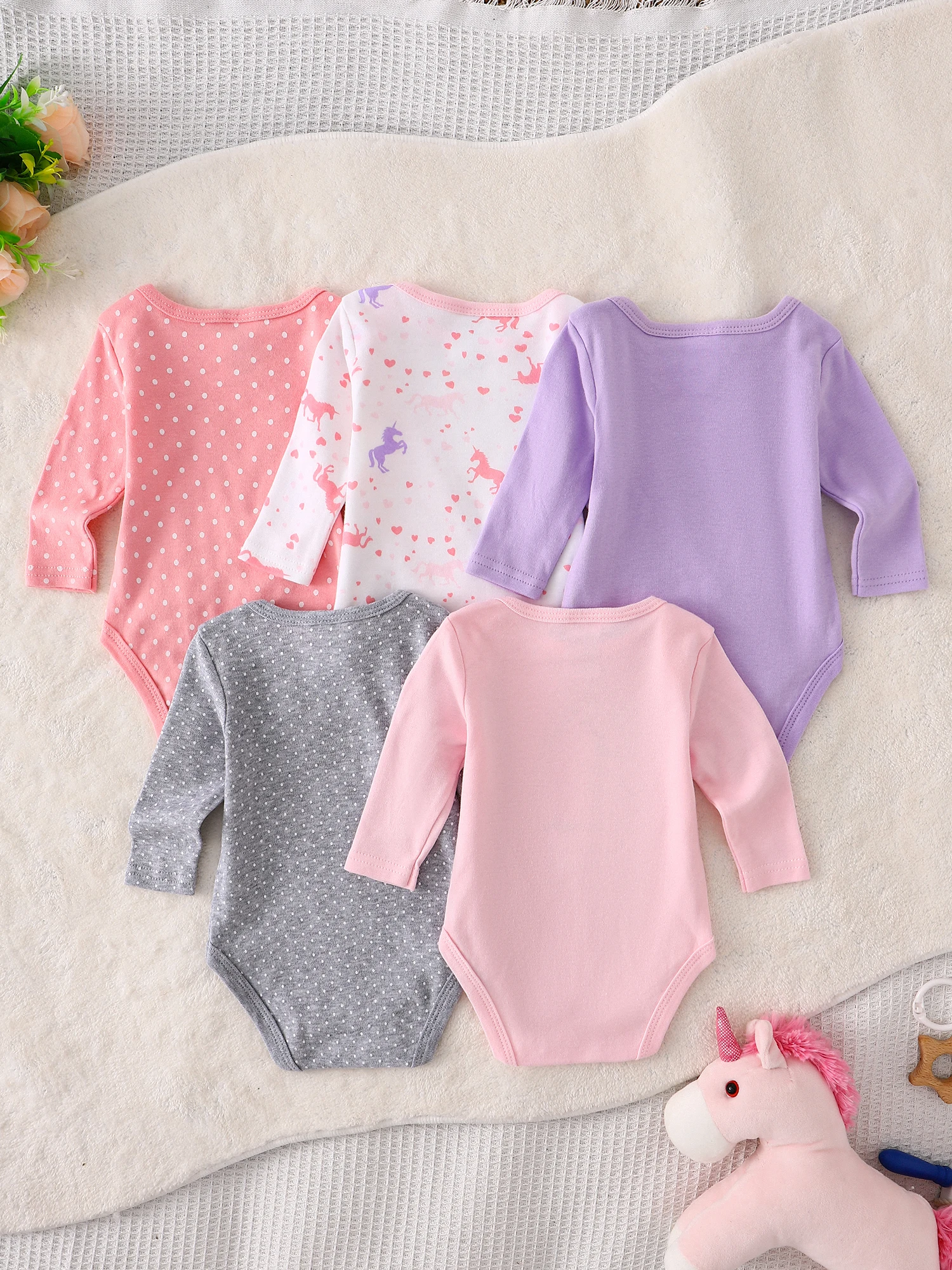 

Baby girl onesie 5PCS New style baby girl clothes Spring/Autumn long-sleeved onesie Cotton fabric Suitable for 0-12months