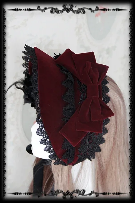 Rose Sanctuary ~ Lolita Retro Lace Trimming Victorian Half-head Bonnet by Infanta