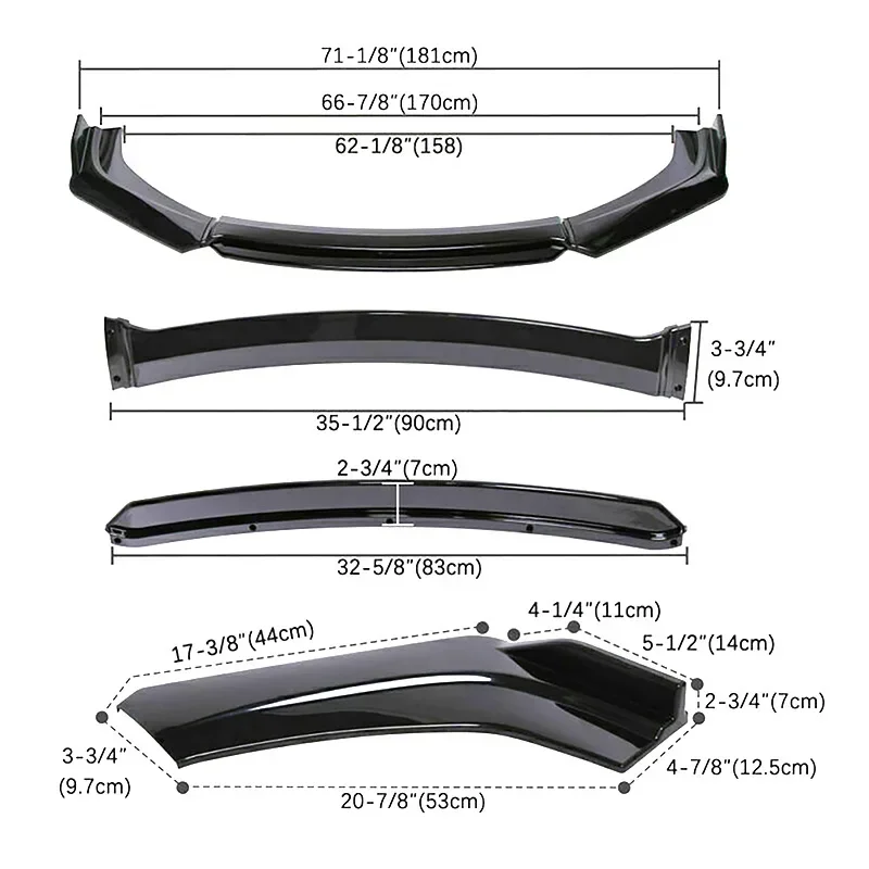 4Pcs/Set Car Front Bumper Protective Covers Universal Car Front Bumper Lip Body Kit Spoiler Shovel Four-Stage Surround Corner