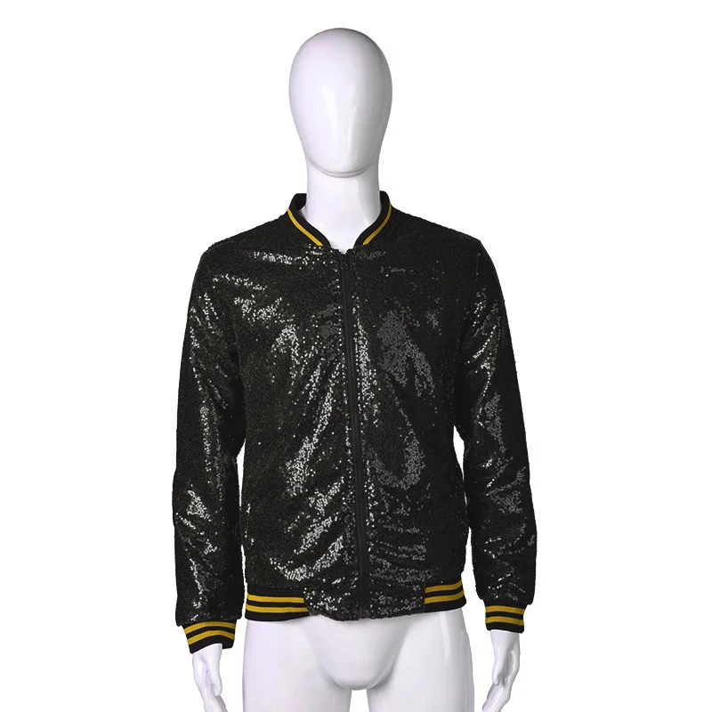 Men's Plus Size Loose Sequin Dancewear Zipper Cardigan Jacket