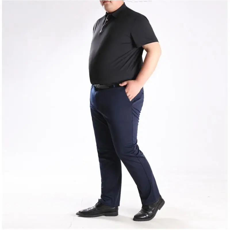 Plus Size 29-52 Men Pants Spring Summer Autumn  Casual  Slim  Straight  Elastic Long Business Suit Chinos Slacks Black Blue