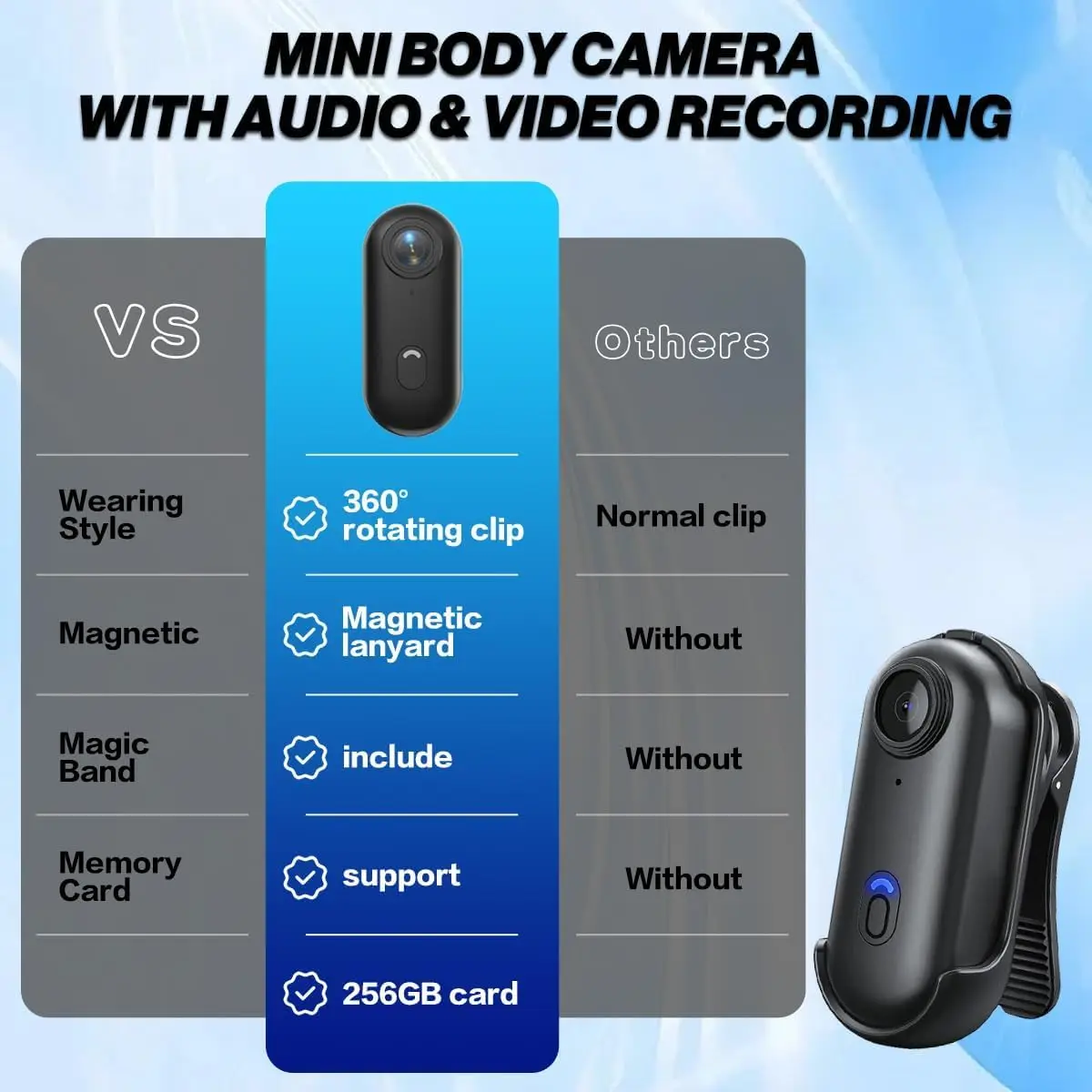 4K Mini Body Camera Waterproof Wearable Action Camera for Travel Hiking Cycling Vlog Video Recorder Magnetic Pendant Pocket Cam view 5