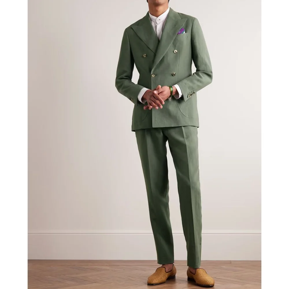 

Peak Lapel Men's Elegant Suits Banquet Custom Tuxedo Wedding Groom Suit Set Business Casual 2 Pieces Blazer Pants